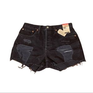 Levi’s 501 High Waisted Button Fly Distressed Denim Shorts Size 31 NEW